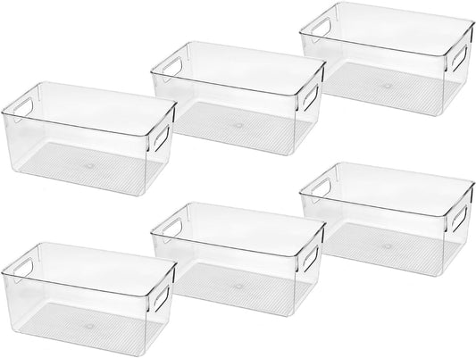 Clear Plastic Storage Bins, Pantry Organizers and Storage Containers Fridge Organizer Bins for Organizing Kitchen Cabinet Organizer Bin Bathroom Freezer Refrigerator Organization