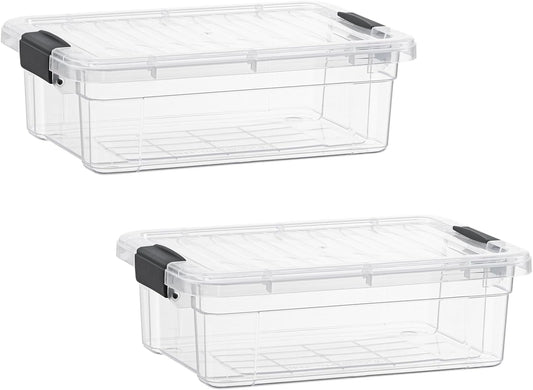 Superio Clear Storage Boxes with Lids, 4.5 Quart Plastic Container Bins for Organizing, Stackable Crates, BPA Free, Non Toxic, Odor Free, Organizers for Home, Office, School, and Dorm, 2 Pack