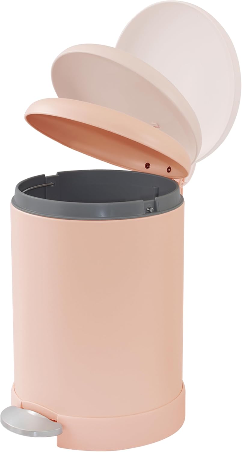 Glad Small Trash Can, 1.2 Gallon | Round Stainless Steel Garbage Bin with Soft Close Lid & Step Foot Pedal | Metal Waste Basket with Removable Inner Bucket, Rust
