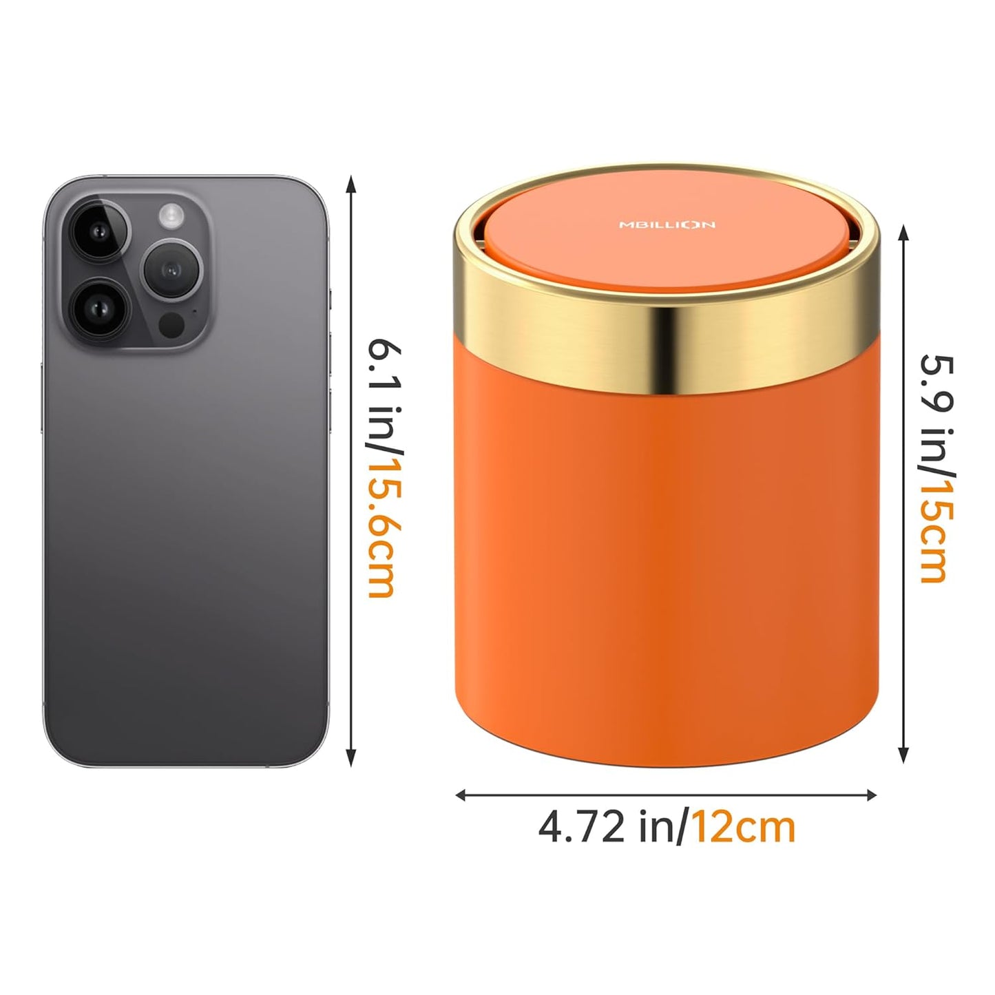 Mini Trash Can with Lid, Desktop Small Trash Can Recycling Bin Cute Metal Garbage Can for Tabletop Countertop Use,Stainless Steel 0.4Gal/1.5L Waste Bin for Office Parlor Car Bedroom,Swing Lid Open