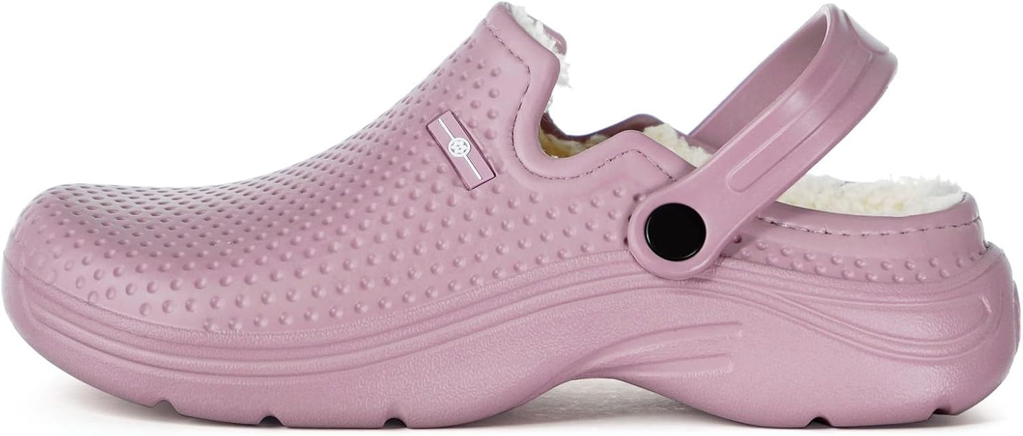 Womens Mens Fur Lined Clogs Waterproof Garden Shoes Winter Warm Fleece Lining Fuzzy House Home Slippers Indoor Outdoor Mules