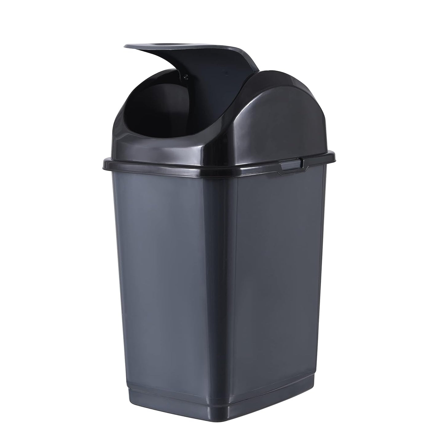 Superio Kitchen Trash Can with Swing Top Lid 9 Gallon Slim Waste Bin 37 Qt Sturdy Plastic Garbage Can Medium Recycling Bin for Office, Bathroom, Under Counter, Dorm, Bedroom (Dark Grey)