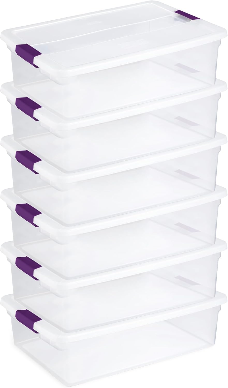 Sterilite 6-Pack 32 Quart ClearView Latch Box, Stackable Organizer Bins with Latching Lids - Clear Plastic Organization Containers for Closet, Bedroom, Shelving Units and Everyday Home Storage