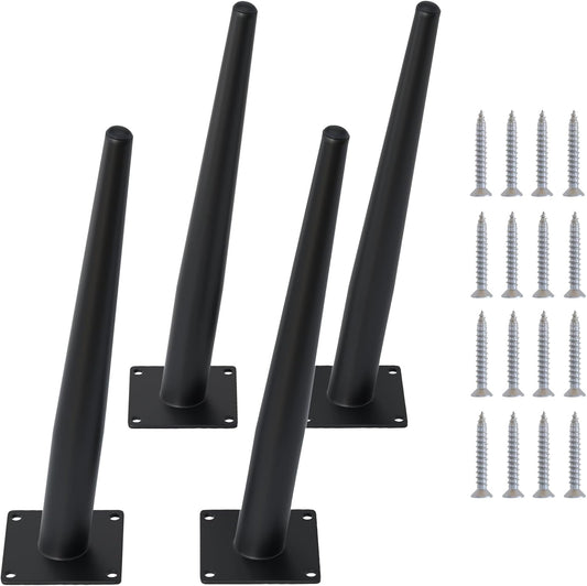 4PCS 12 Inch Matte Black Tapered Angled Legs for Furniture, Metal Mid Century Mordern Feet, Heavy Duty Slanted Stand Legs Kit for Couch, Coffee Table, Desk, Dresser, Sofa, Chair