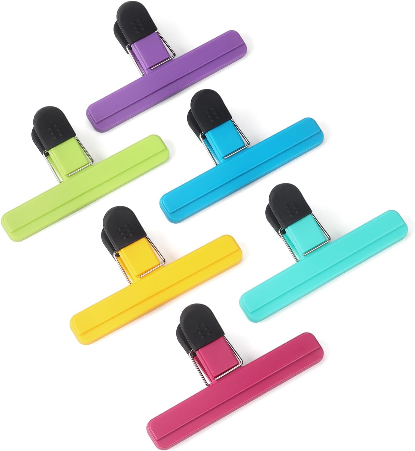 Tamaki 6 Pack Large Chip Bag Clips Assorted Color Food Bag Clips Plastic Heavy Duty Seal Grip, 6 x 3.5 Inch
