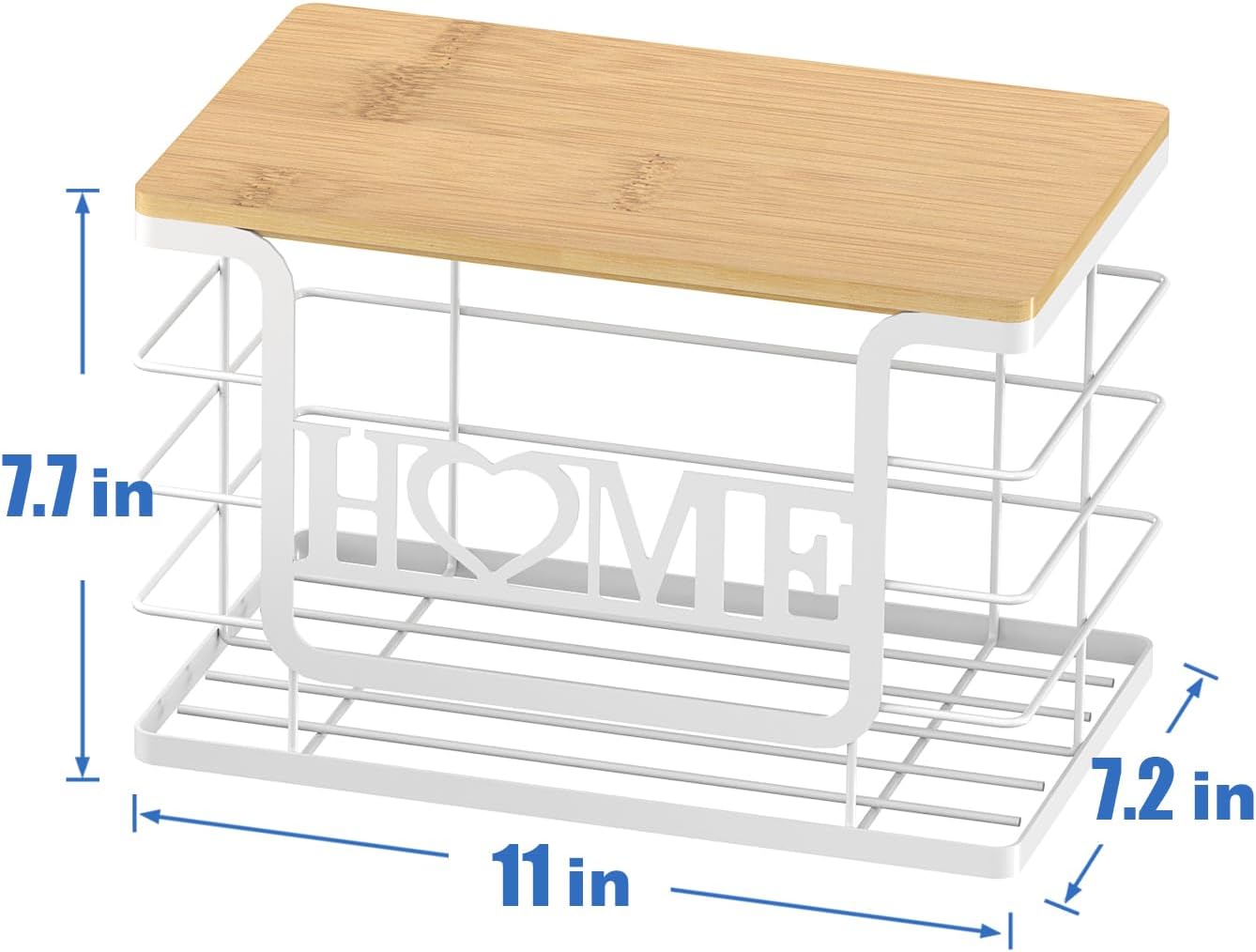 Trash Bag Holder, Thipoten Trash Bags Dispenser with Bamboo Top, Suitable for Garbage Bags Purchased Online or Supermarket, Perfect Storage Organizers for Cabinet, Under Sink (White, Extra Large)