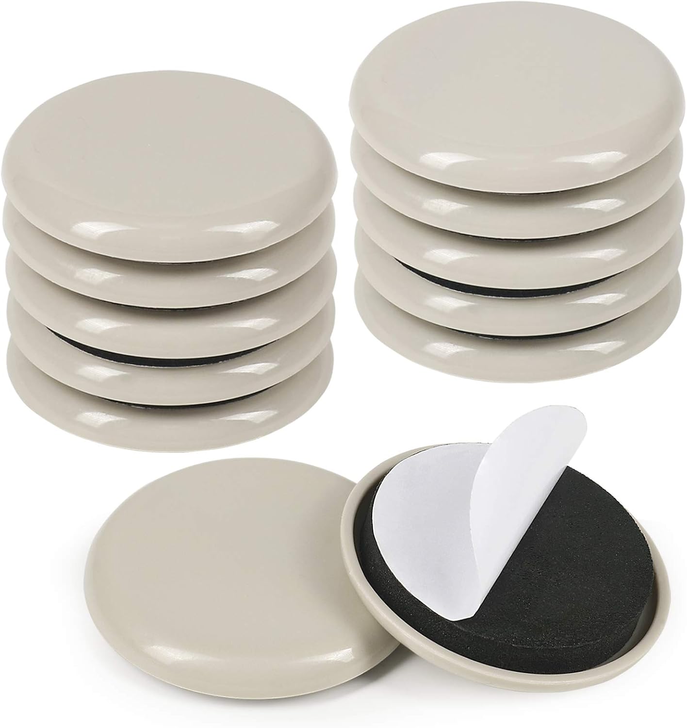 2 inches Stick Furniture Sliders, 12pcs Furniture Glides for Easy Moving on Carpet Hardwood (Beige)