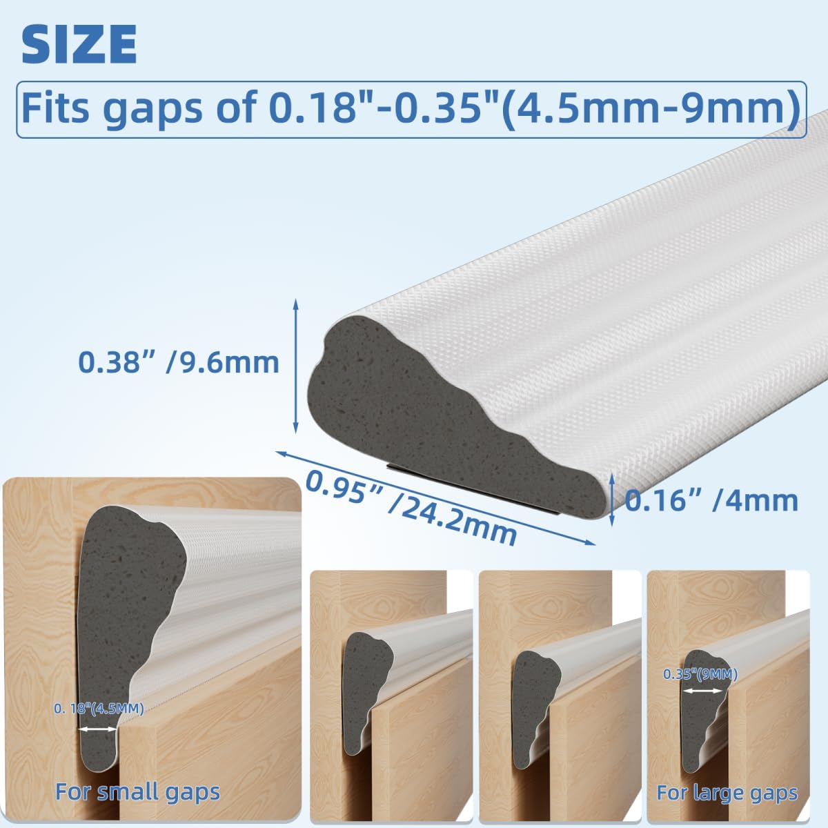 Wedge-Shape Window Weather Stripping Door Frame Seal Strip 2Pcs×196" White,Upgrade Black Foam,Soundproofing,Draft Stopper,Winter Insulation,Noise Blocker, Gap Filler for Exterior Front Door Side