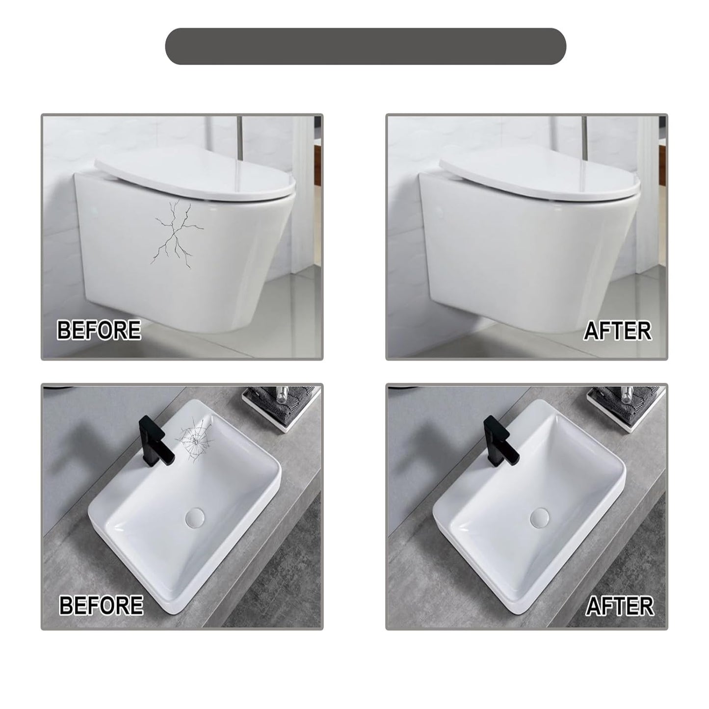 Tile and Ceramic Glaze Repair Paste,Ceramic Tile Crack Repair,Porcelain Sink Repair Kit,Tilegrout Repair,for Bathtub Tilefloors,Sinks, and Toilets (2PC)