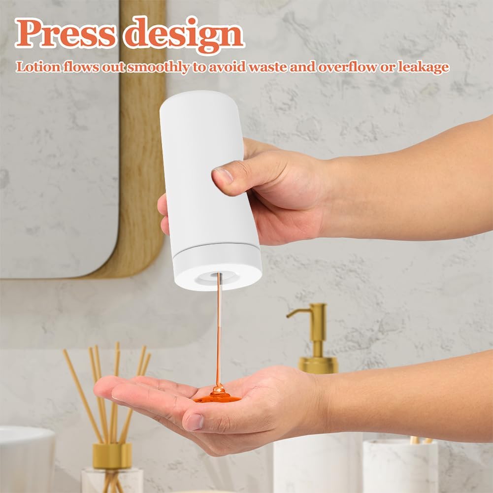 Soap Dispenser Dish Soap Holder for Kitchen Sink 8 oz Round Refillable Foaming Soaps Dispenser Shampoo and Conditioner Bottles Watertight Silicone Squeeze Bottle for Bathroom White