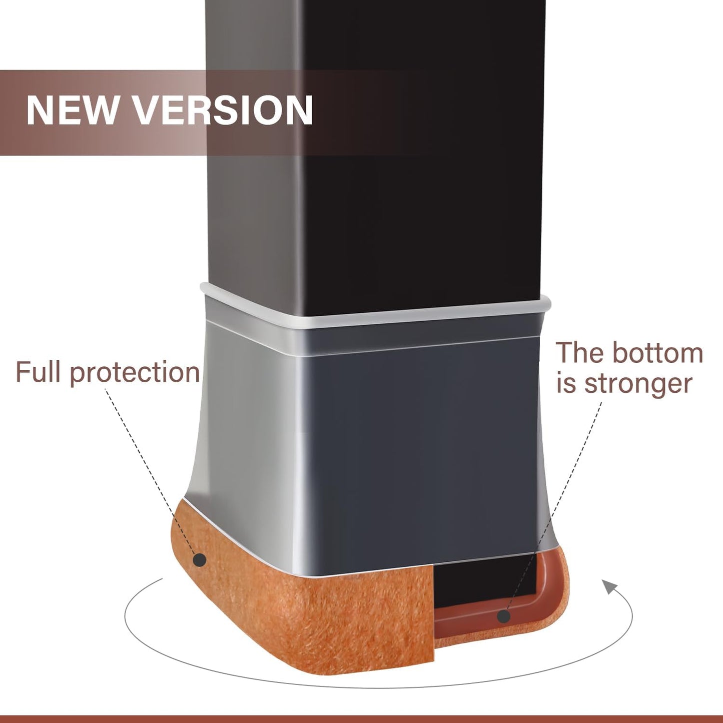 Chair Leg Floor Protectors Square Chair Leg Protectors for Hardwood Floors Silicone Caps Felt Strengthen Bottom Protection Anti-Scratch Reduce Noise 32 Pack Clear Square Fit:1-1/8" to 1-9/16"(27-40mm)