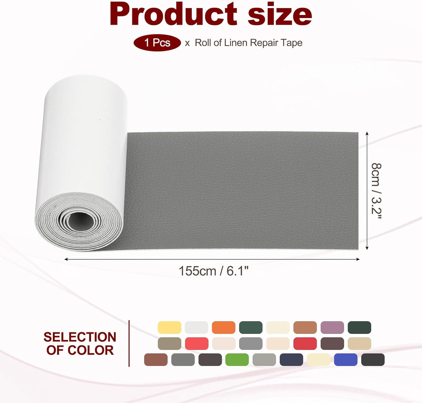 PATIKIL Leather Patches Tape for Furniture, 3.2 x 61 Inch Self Adhesive Vinyl Leather Repair Kit Cover Sheet for Couch, Sofa, Car Seats, Office Chair, Deep Gray