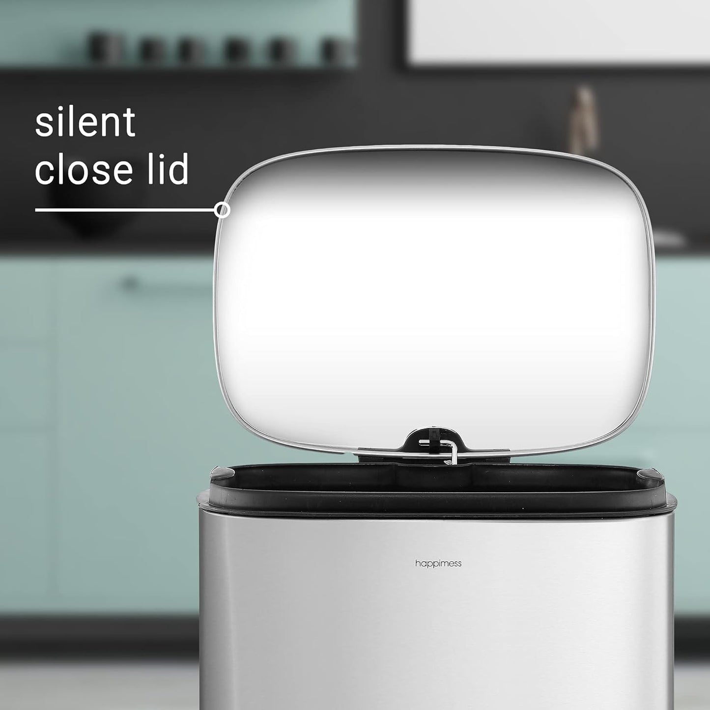 happimess HPM1011A Curtis 8-Gallon Step-Open Trash Can with Soft-Close Lid, Modern, Minimalistic, Fingerprint Proof for Home, Kitchen, Laundry Room, Office, Bedroom, Bathroom, Chrome