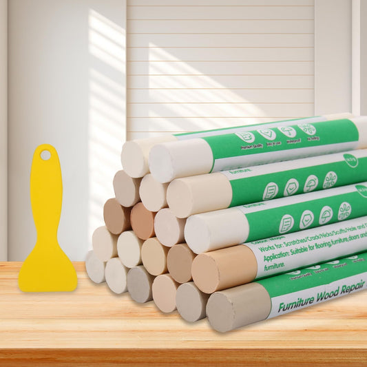 Furniture Markers Touch Up, 20 Colors Wood Filler Sticks, Wood Wax Crayons for Repairing Scratches, Scuffs, Cracks, Holes on Furniture, Floors, Cabinets, Tables, and Doors - Light Color Series