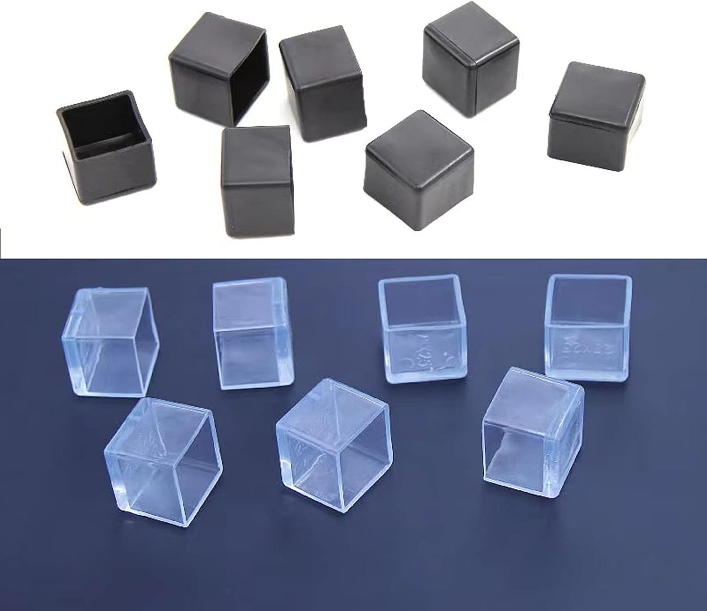 Still Awake 16 Pcs Black Square Anti-Slip Rubber Leg Tips Chair Leg Caps Furniture Floor Protectors Chair Table Bar Stool Leg Covers Furniture Leg Cube Feet 1 Inch x 1 Inch (25 x 25mm)