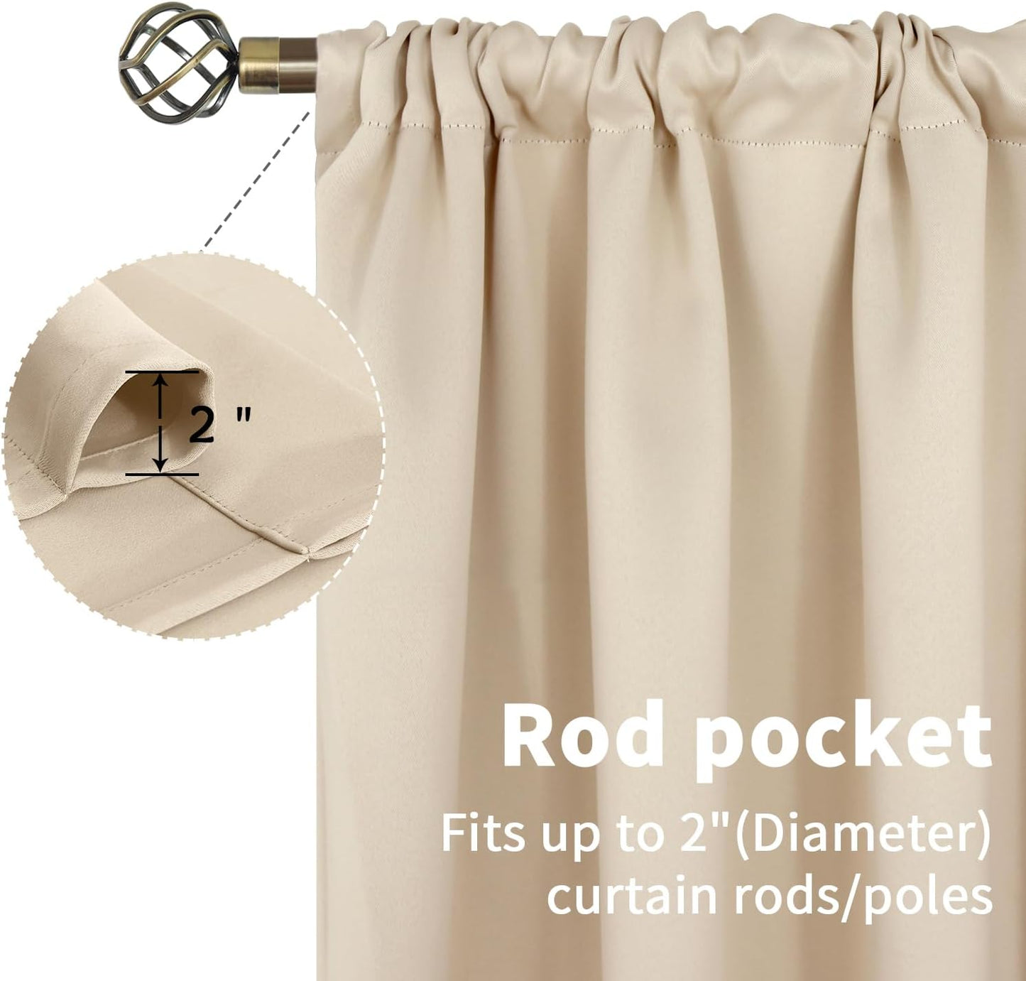 BGment Champagne Blackout Curtains for Bedroom 84 Inches Long - Thermal Insulated Room Darkening Curtain for Living Room, 42 x 84 Inch, 2 Panels