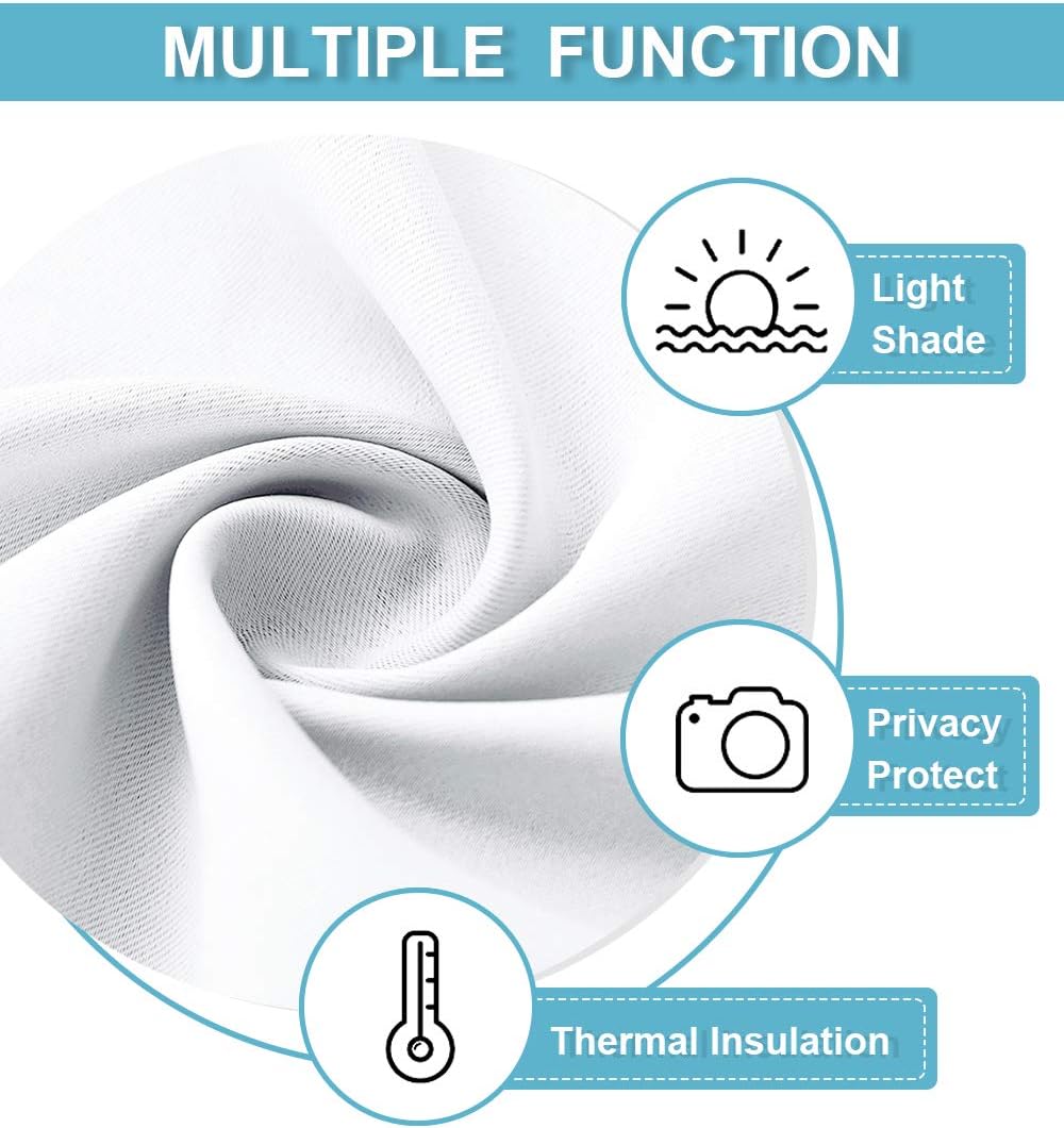 RYB HOME Blackout Curtains for Living Room, Large Window Shades for Bay Window Dining Parlor Bedroom Patio Door, Wide 52 x Long 102 inches, Pure White, 2 Panels