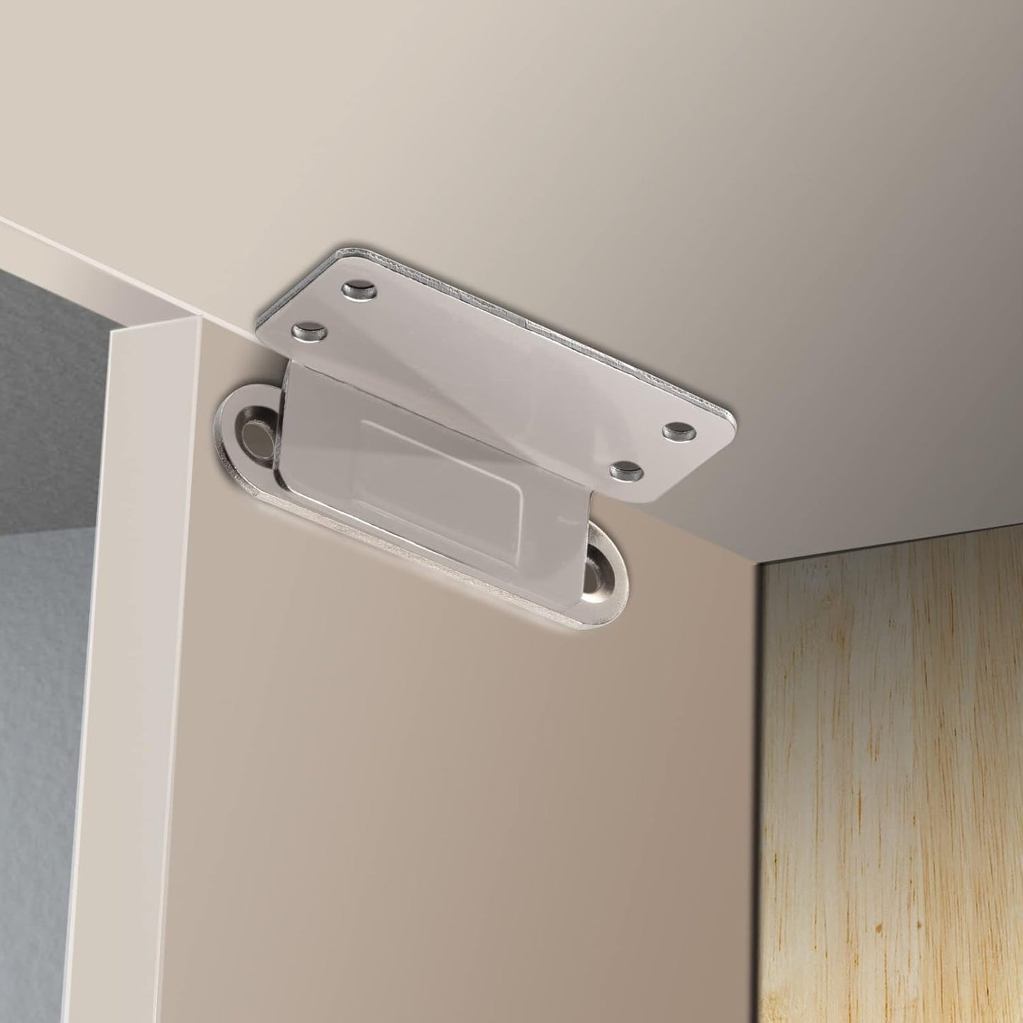 Mousike Double Magnetic Door Catch，60lb Stainless Steel Cabinet Door Magnets with Strong Magnetic for Kitchen Cupboard Wardrobe Closet Cabinet Door Drawer Latch (6Pack)