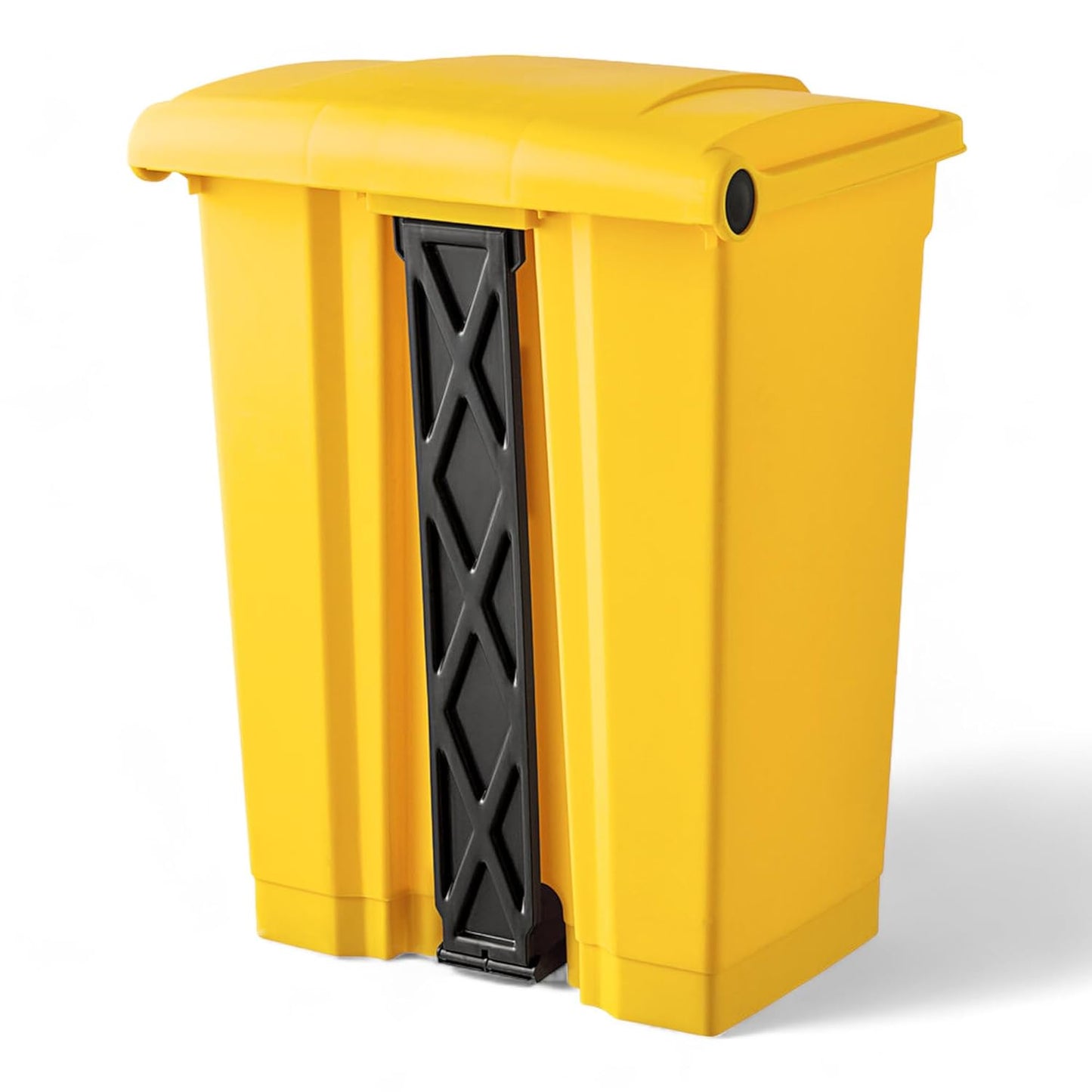PRO&Family Step-On Trash Can with Lid, Plastic Waste Bin, Foot Pedal Operation (Yellow, 18 Gallon)