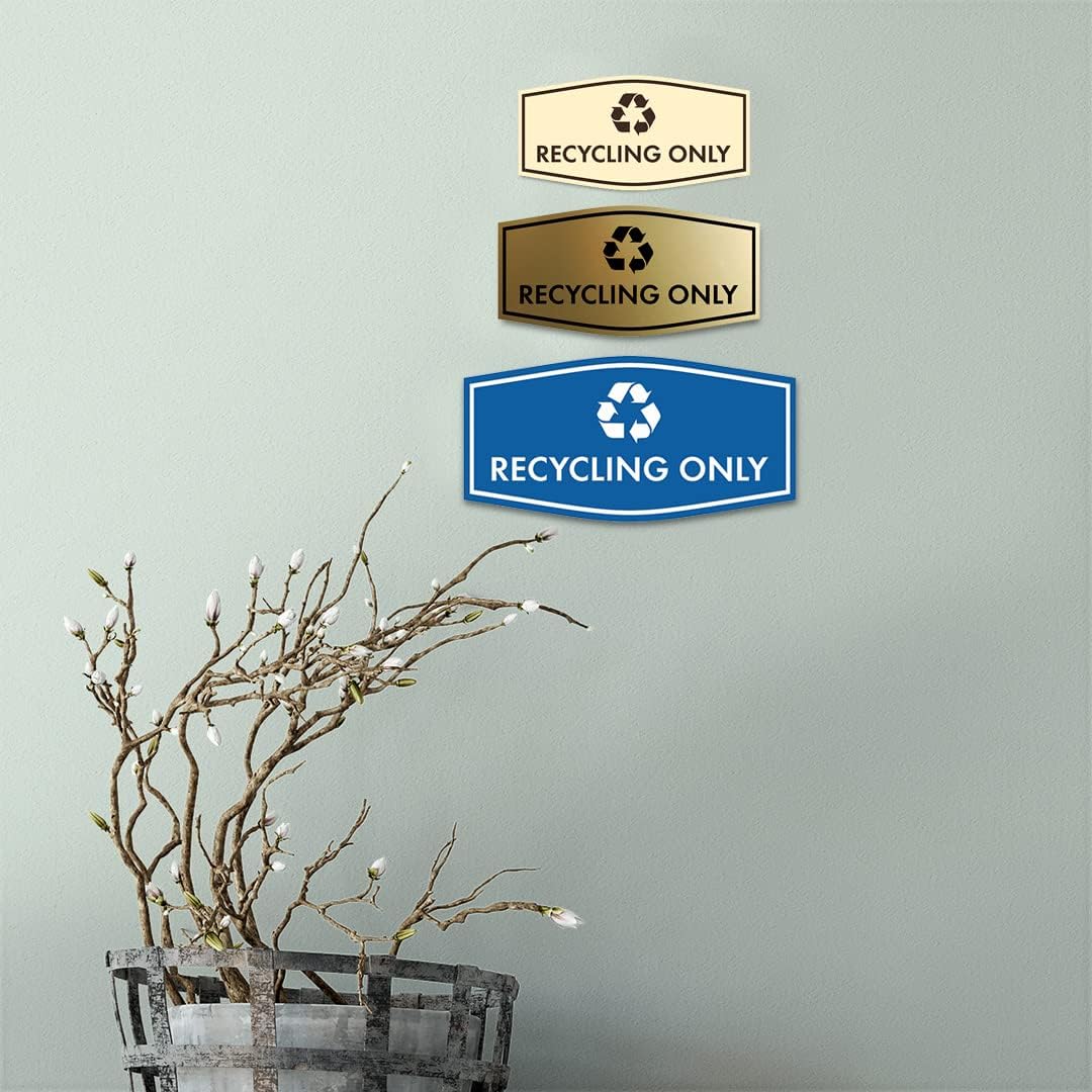 Fancy Recycling Only Sign (White/Red) - Large