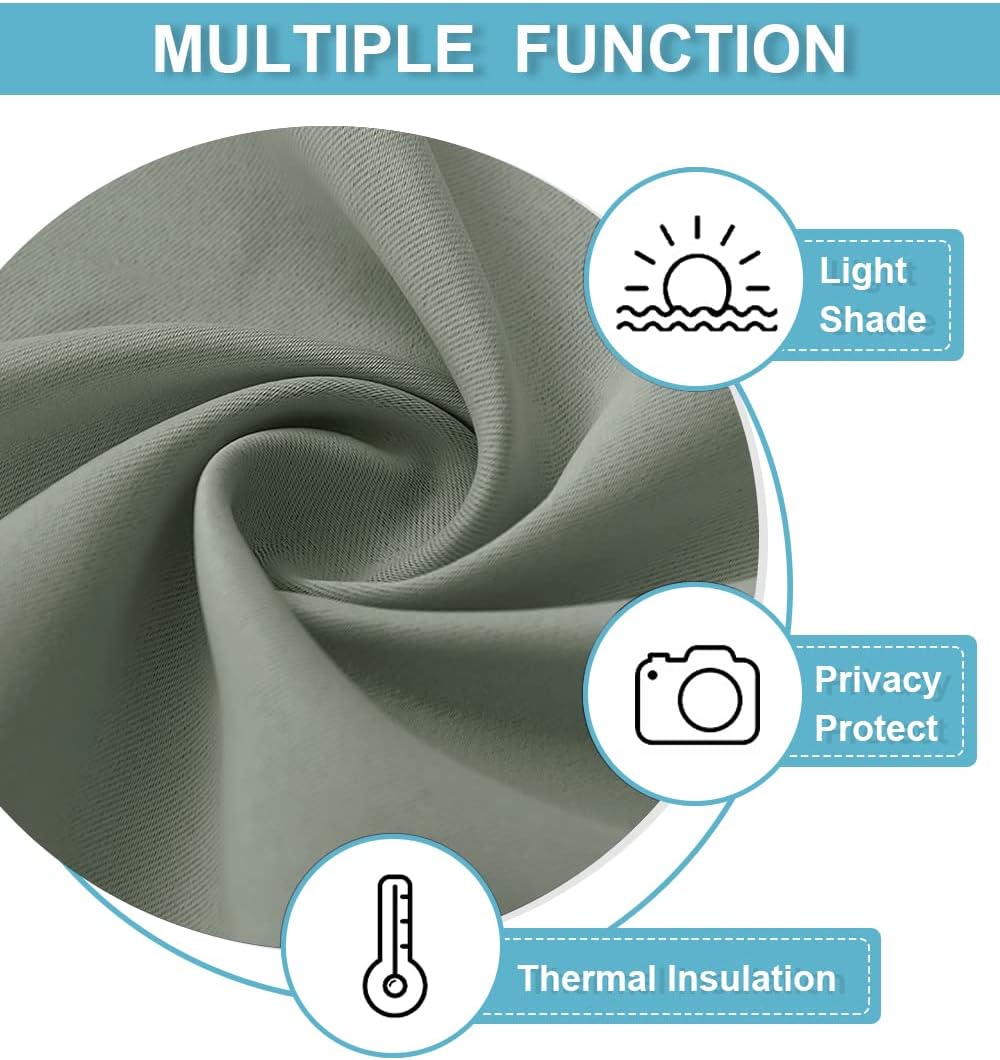 RYB HOME Blackout Curtains for Small Window - Thermal Insulated Privacy Curtains Shades for Kitchen Bathroom Cafe Dorm Loft, W 29 x L 45 inch per Panels, Sea Green, 2 Pcs