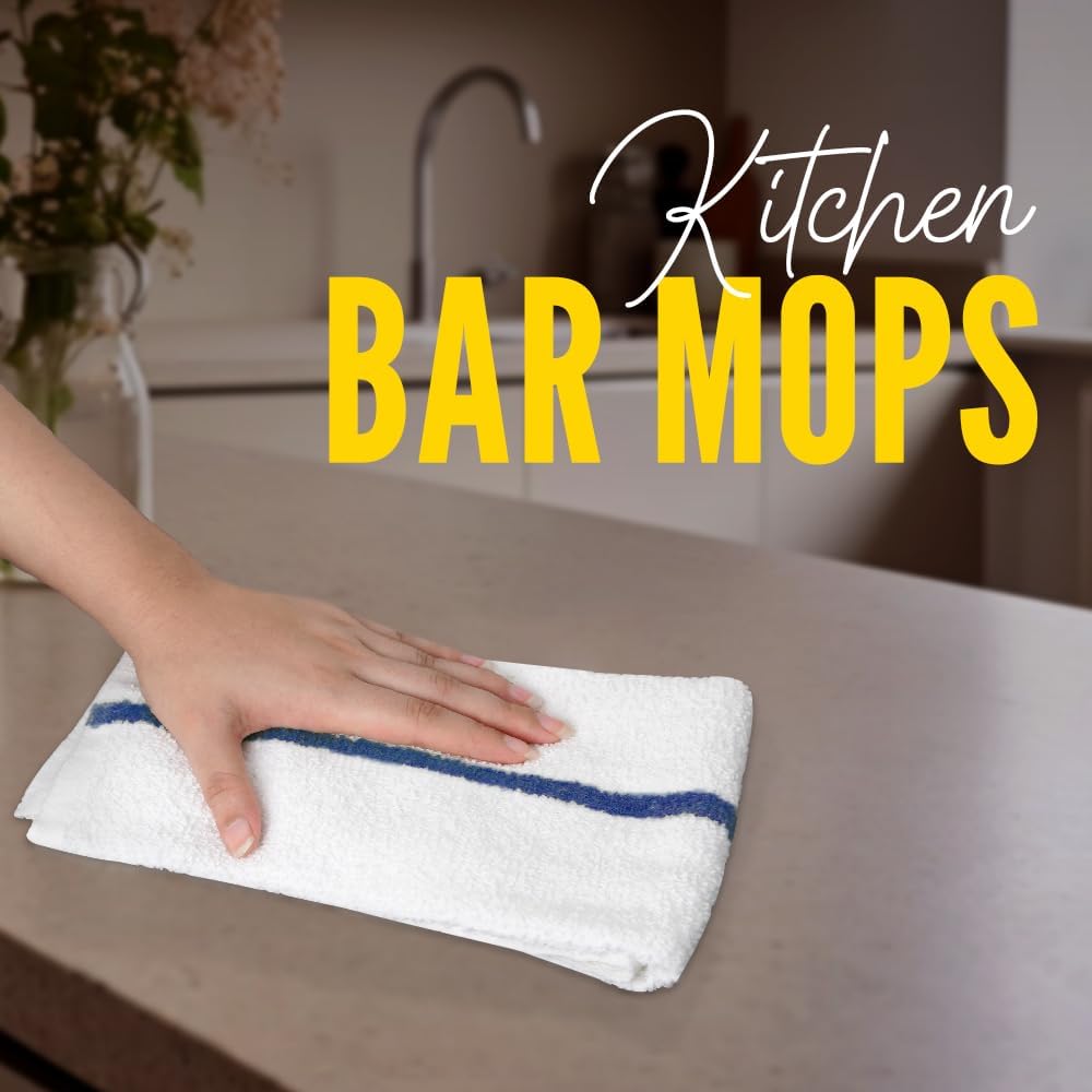Avalon Towels Terry Bar Mop Towels (Value Pack of 36) Size 16"x19" – Absorbent and Durable, Multipurpose Cleaning Rags, Cotton Cleaning Cloths, Terry Cloth Rags, Reusable Shop Rag