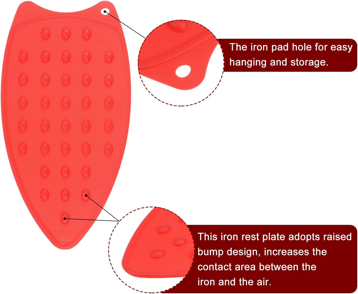 HARFINGTON 2pcs Silicone Iron Rest Pad, Multipurpose Iron Hot Resistant Mat Iron Rest Plate for Ironing Board Hot Heat Resistant Steam Compact Mat, Red