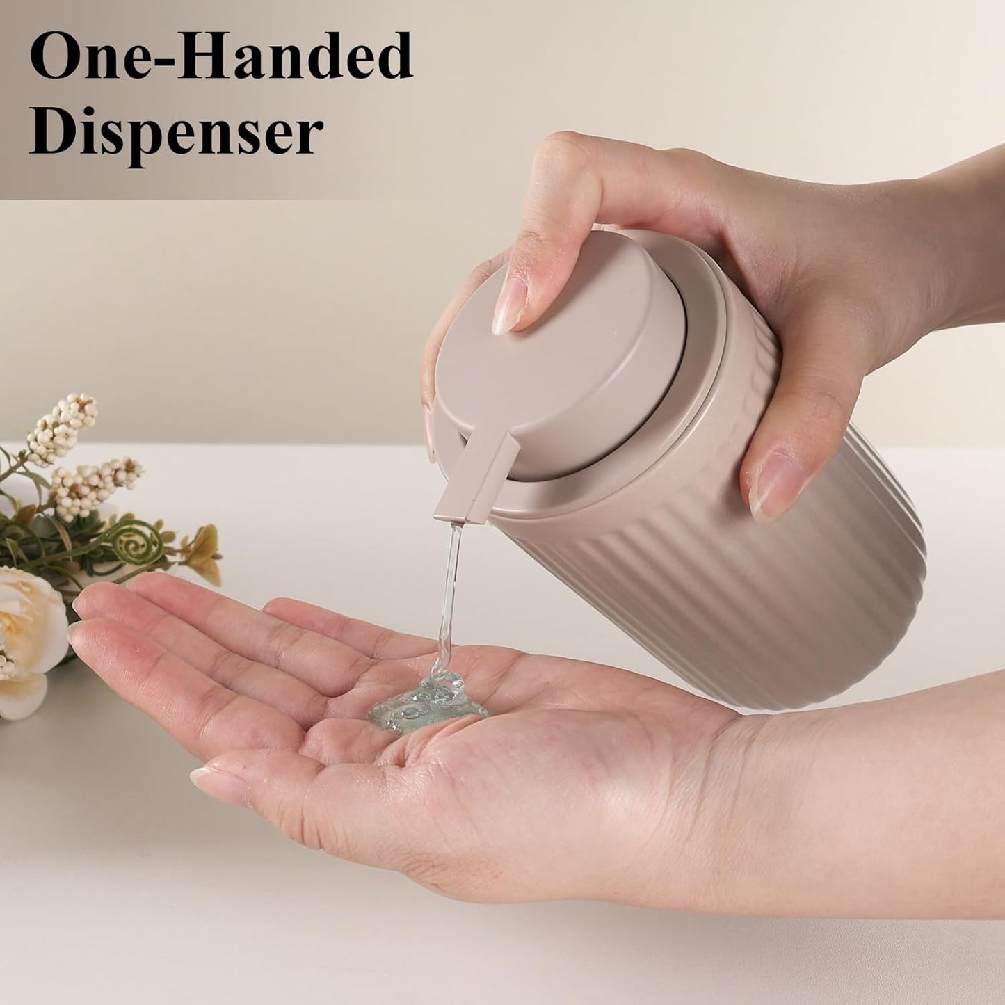 BosilunLife Dish Hand Soap Dispenser - Khaki Liquid Pump Soap Dispenser for Bathroom Decro 12oz Ceramic Kitchen Dish Dispenser with Rust-Proof Liquid Pump Modern Refillable Lotion Bottles