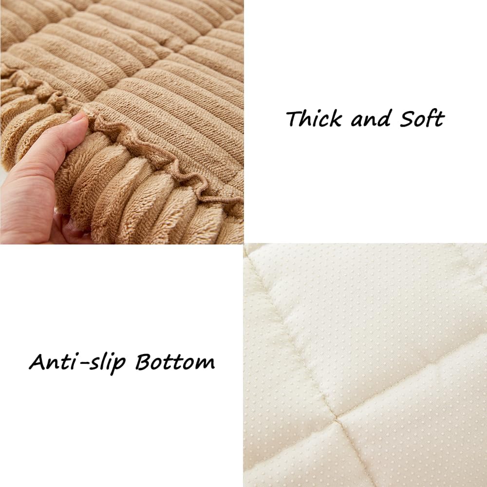 Couch Cover for Dogs Washable, Fuzzy Pet Couch Covers for 3 Cushion Sofa Pet Friendly, Non Slip Sofa Cover (Light Brown, 27.6" x 59"/70 x 150cm)