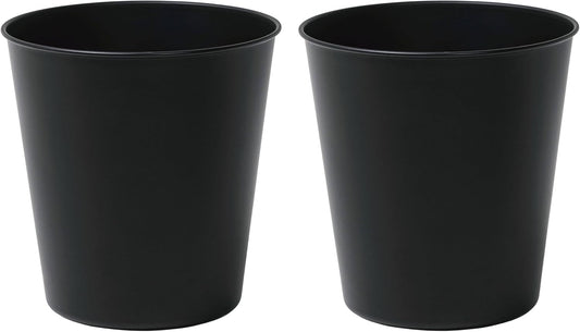 happimess HPM1113A-SET2 Nolan Modern Classic Smooth Steel 2 Gal Waste Bin for Kitchen, Office, Bathroom, Bedroom, Dorm, Matte Black (Set of 2)