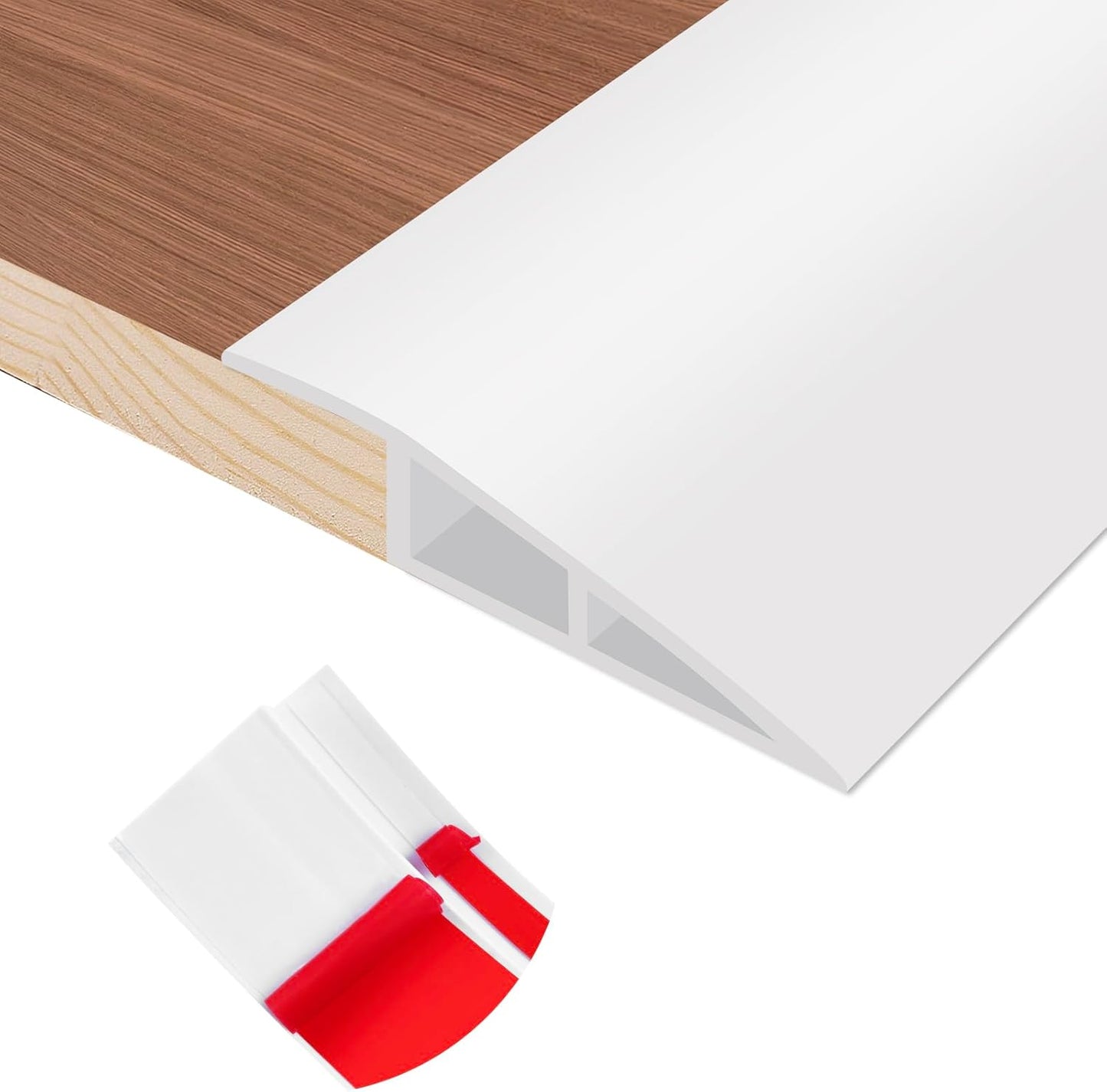 Floor Transition Strip Self Adhesive Vinyl Door Threshold for Doorways Carpet Edging Trim Overlap Edge Reducer for Laminate Floor, Carpet, Tile (White, 1/5" to 2/5", 10Ft)