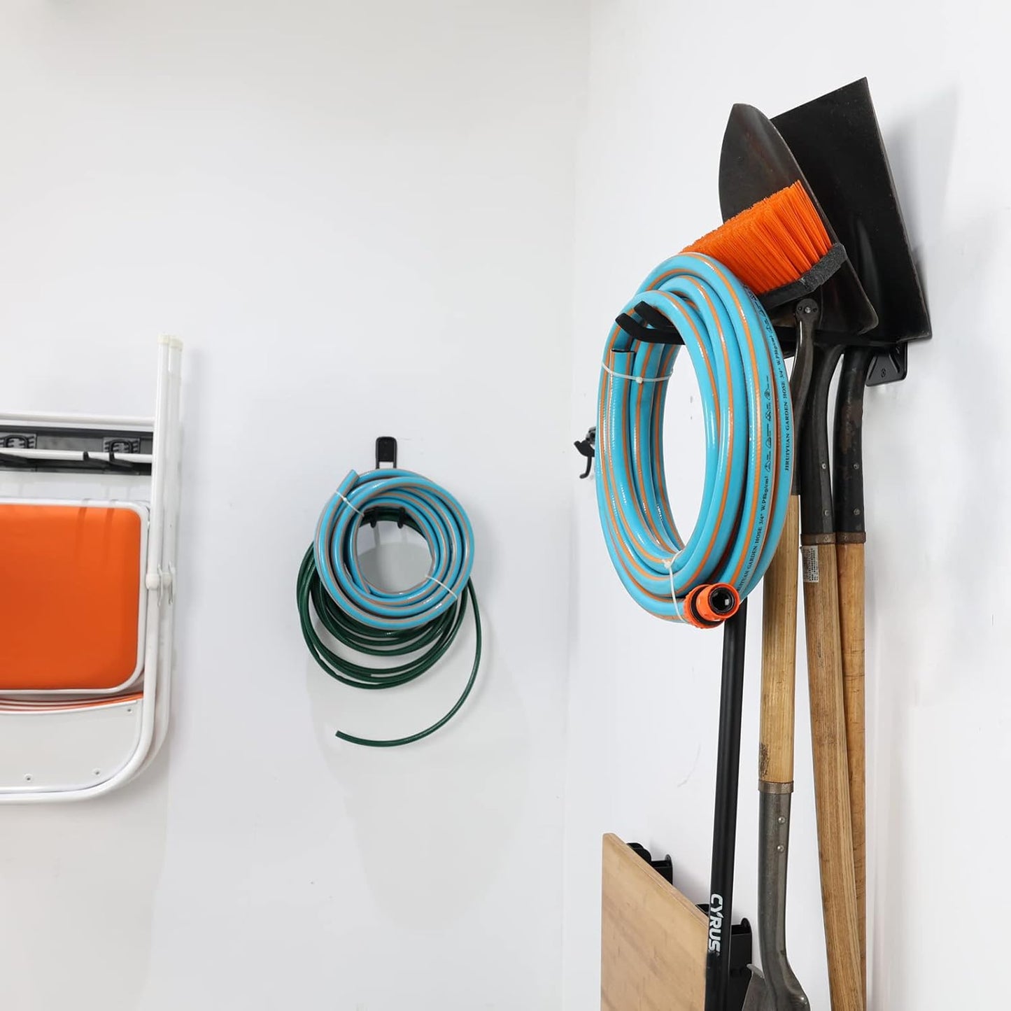 Wallmaster Wall Mount Garage Hooks, 2Pcs Heavy Duty Long Utility Storage Hooks for Hanging Tire, Chair, Ladder, Garden Tools, Strollers and More