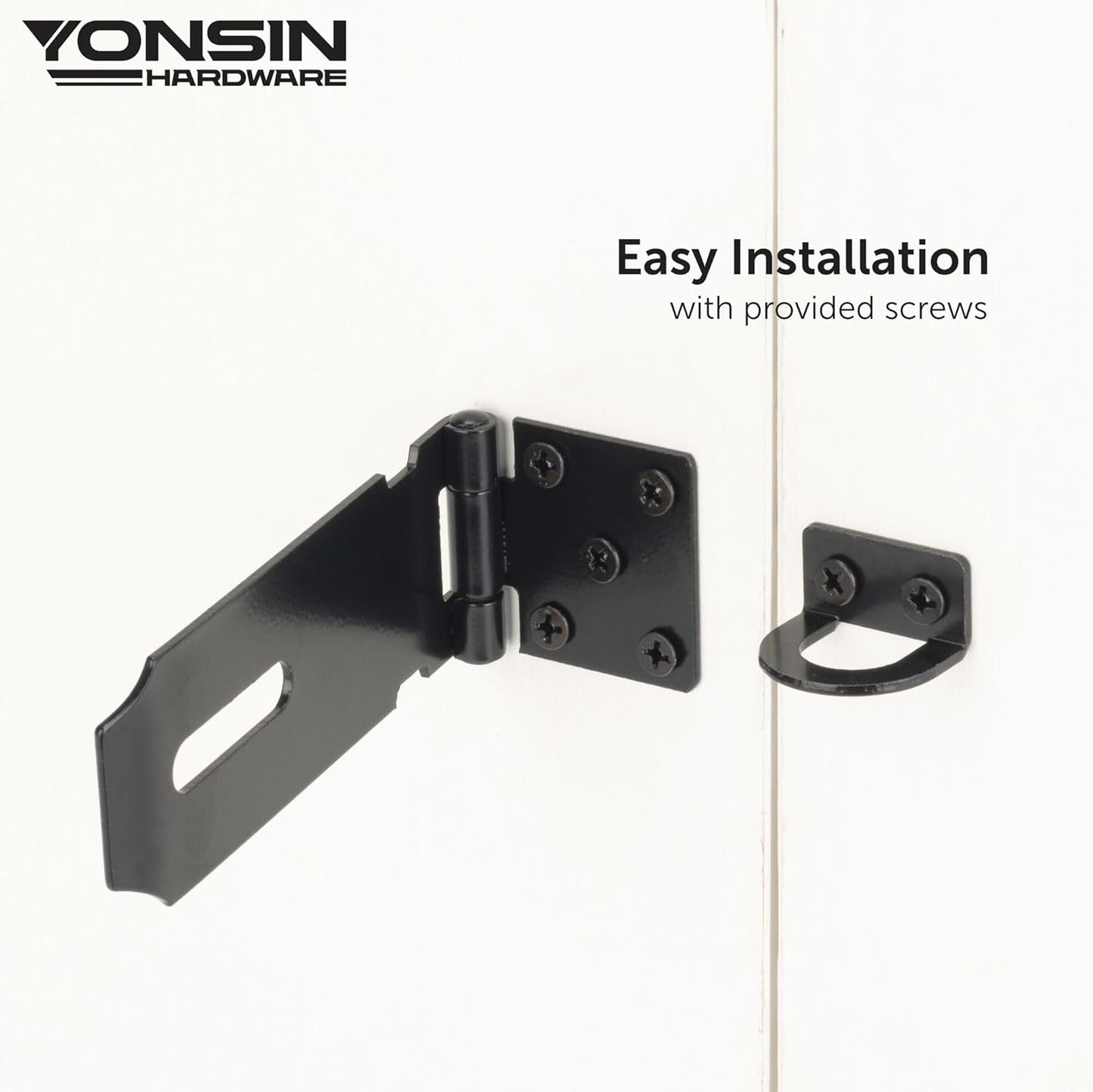 4" Door Padlock Safety Hasp Latch 2 Pcs, Door Hasp Clasp Lock Gate Shed Hasp Latch Lock for Door Window Cabinet Pet Cage Toolbox Shed Fence, 304 Stainless Steel, Matte Black Finish