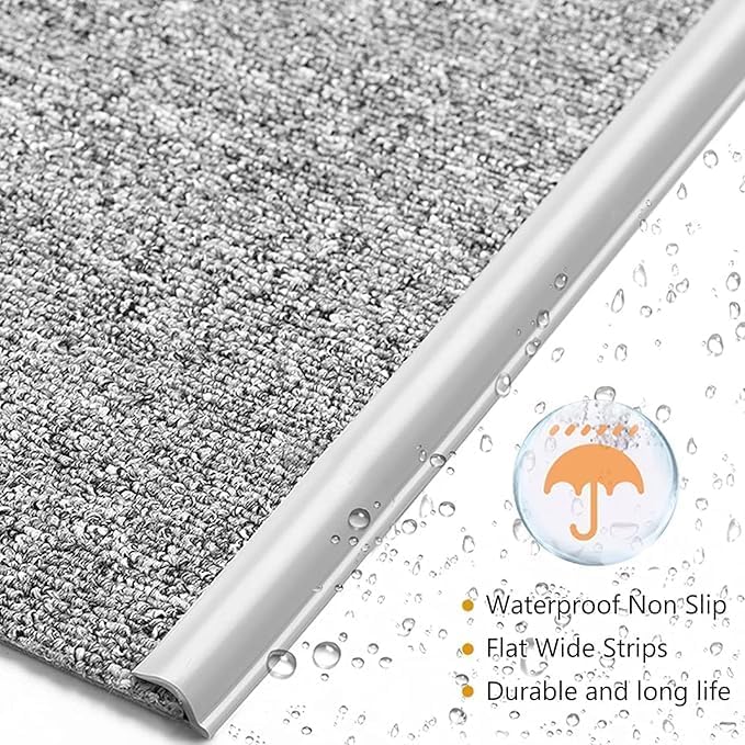 Self Adhesive Carpet Transition Strip with Edge Trim, Designed for Seamless Transitions from Carpet to Tile or Vinyl Floors, Perfect for Doorways.(Gray,20ft)
