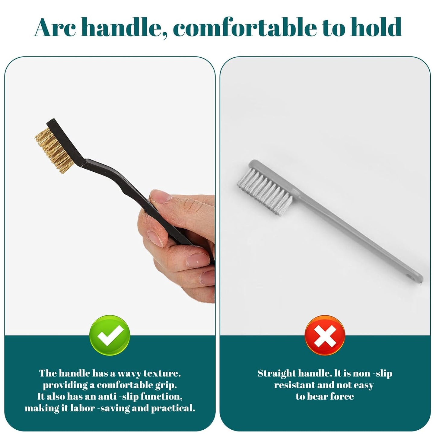 24 Pcs Mini Brass Brush Set, Brass Scratch Brush with Curved Handle, Cleaning Weld Slag and Rust