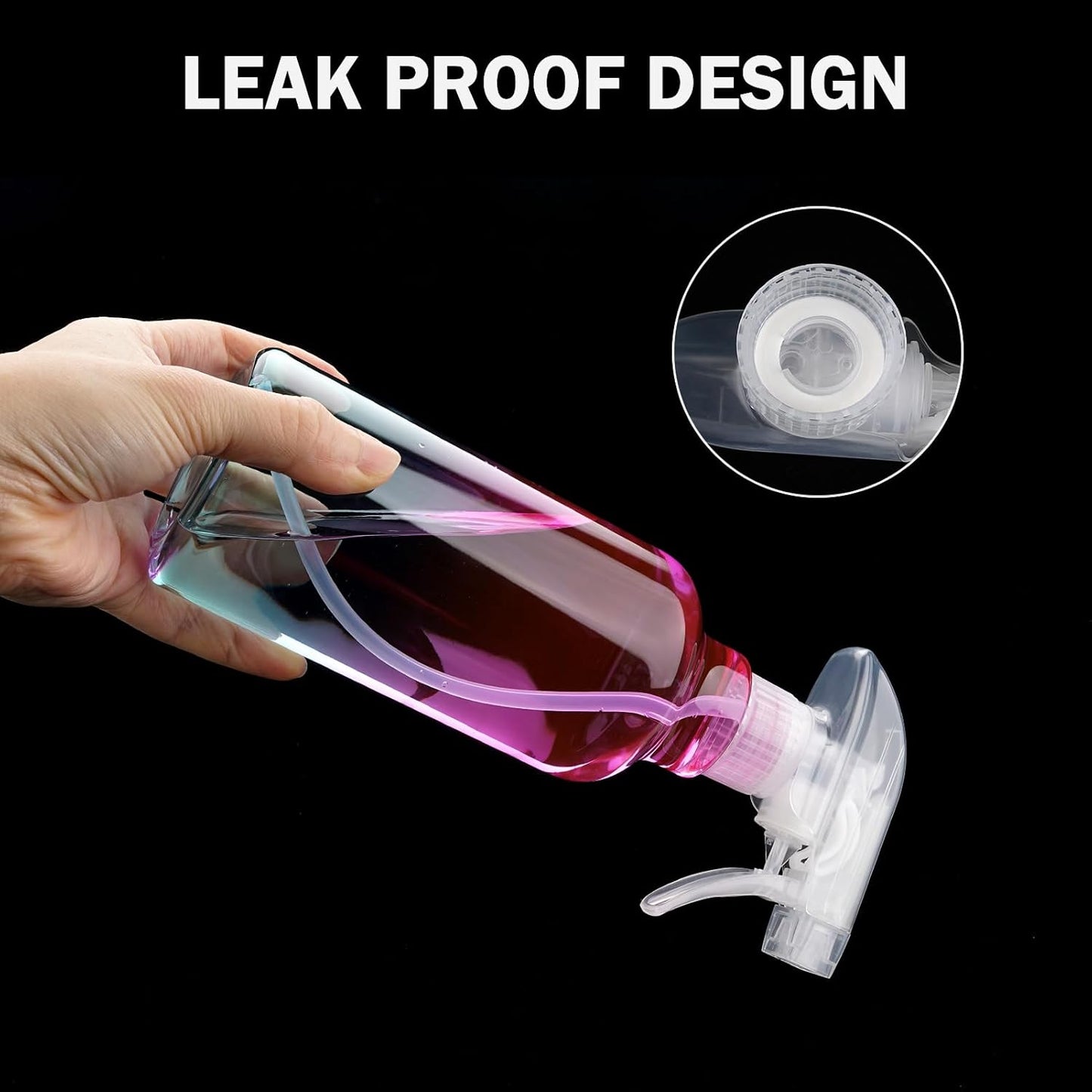 Plastic Spray Bottle 16.9oz Empty Spray Bottles Refillable Container Trigger Sprayer for Cleaning Solutions, Water, Plants, Pet, Essential Oils, Hair, 2 Pack (gradient)