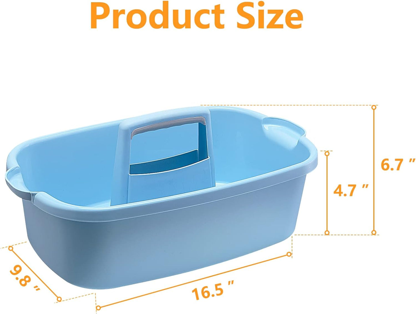 2 Pack Multi-Purpose Plastic Cleaning Caddy with Handle, Shower Caddy Organizer/Storage Basket/Totes Portable for Bathroom Supplies, Cleaning Products, Under Sink Tool. (blue+grey)