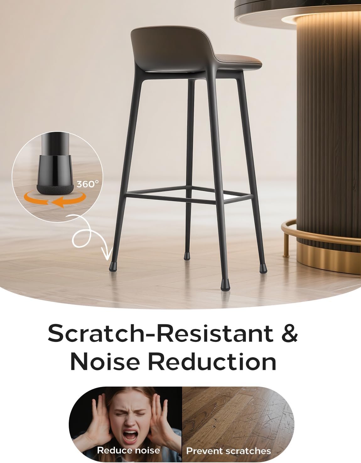 24-Pack Silicone Chair Leg Floor Protectors for Hardwood Floors -Felt Furniture Pads, Rubber Chair Leg Covers/Caps - Noise Reducing & Scratch-Proof - Round Small (Fits 14/16"-15/16" / 21-25mm), Black