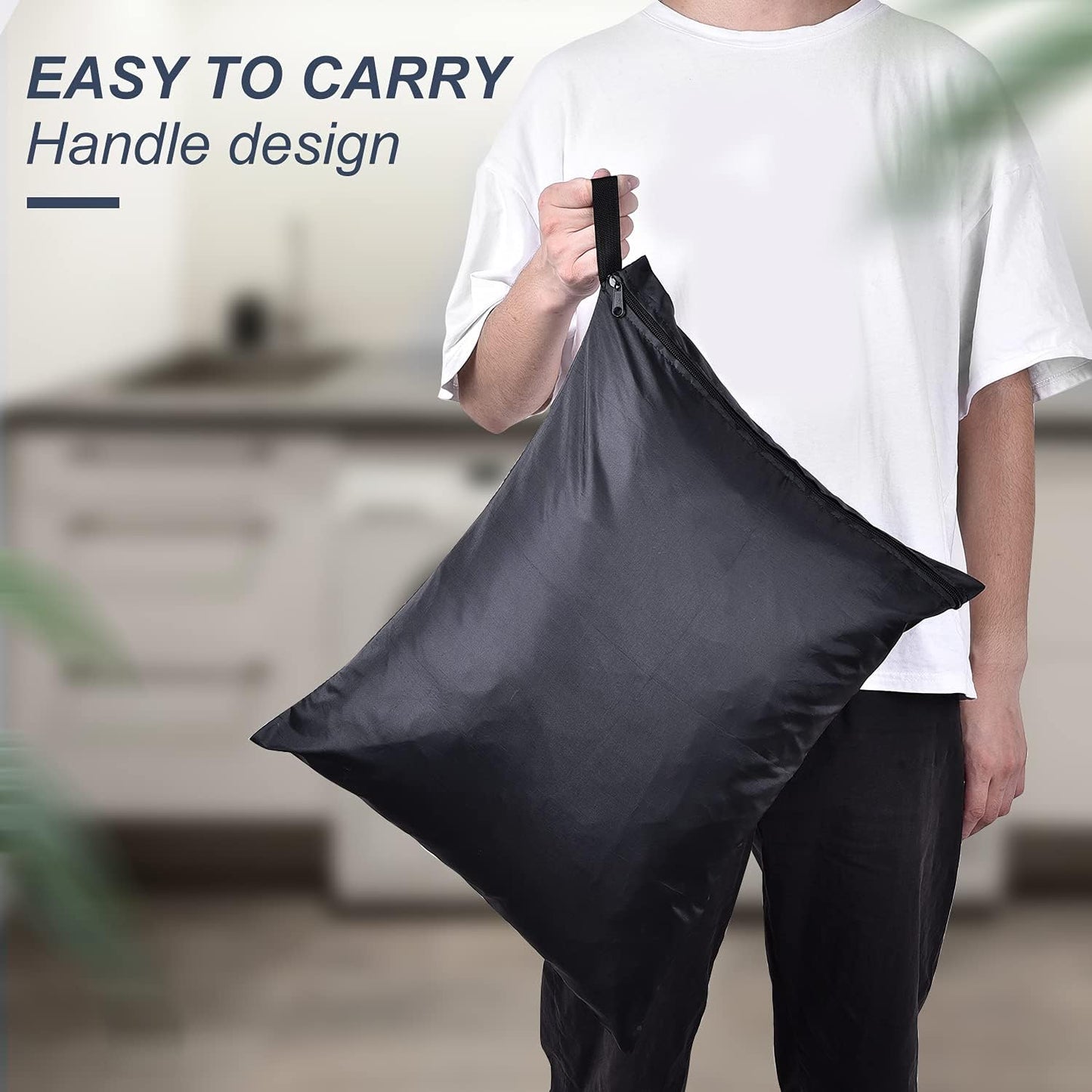 OTraki 2 Pack Laundry Bags 16x20 inch Wet Dry Bag for Swimsuit and Towels Medium Travel Dirty Clothes Bag Machine Washable Laundry Sack for Gym Beach Swimming Workout Yoga Black