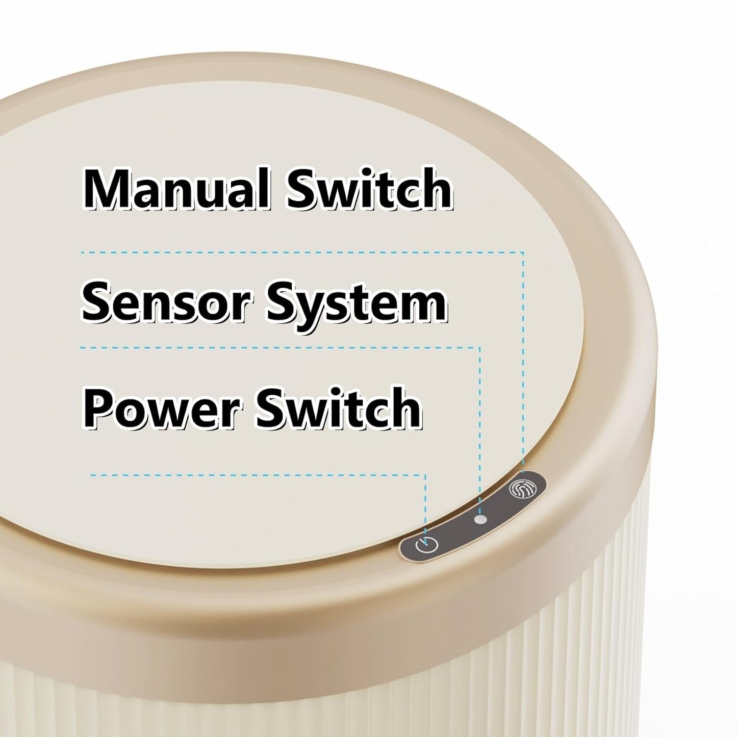 URALFA 3.7 Gallon Motion Sensor Bathroom Trash Can with Lid，Automatic Waterproof Touchless Garbage Can, Smart Plastic Trash Bins Suitable for Toilet, Office, Bedroom, Kitchen (Cream White)