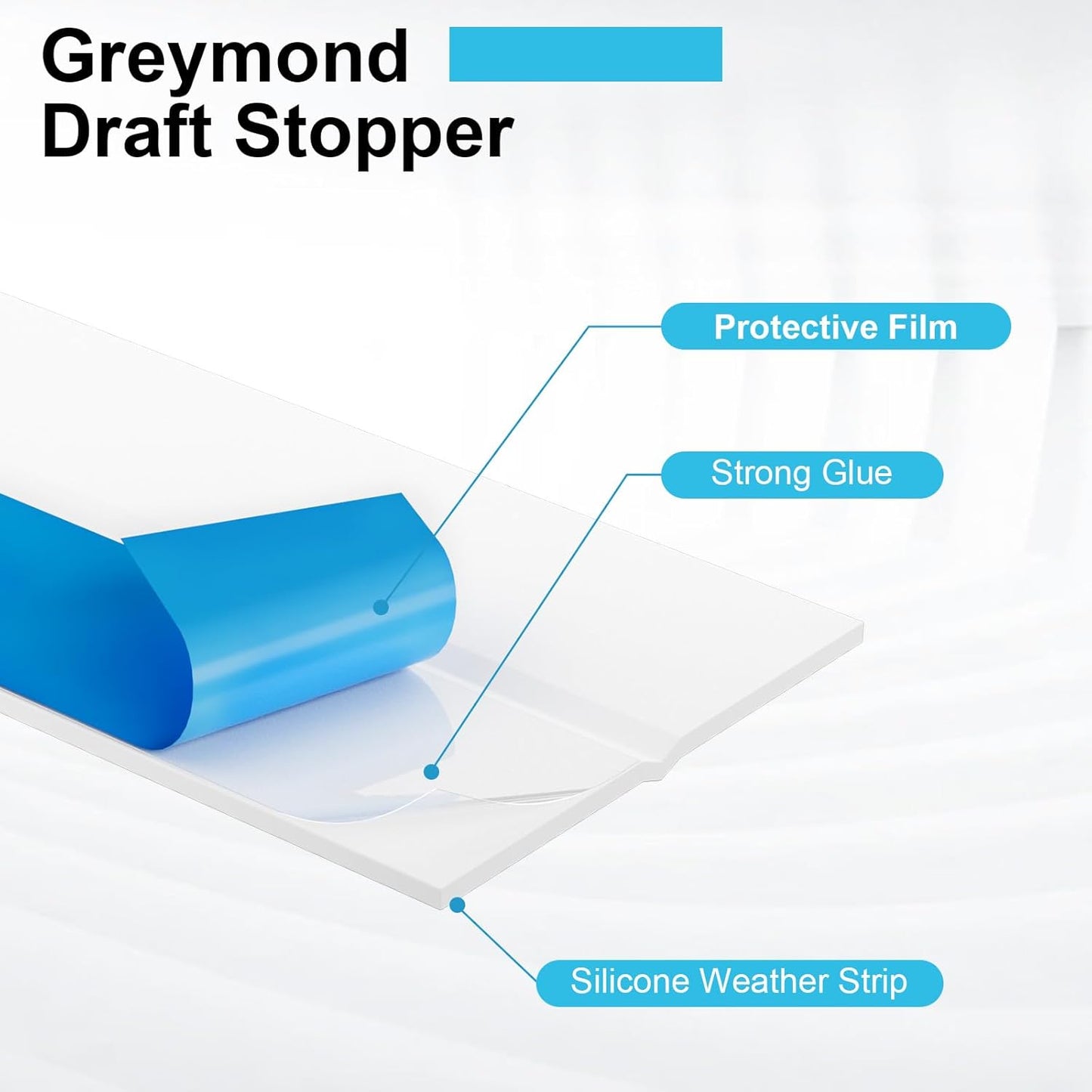 Weather Stripping Door Seal, Silicone Strip for Frame and Gaps Draft Stopper,Glass Shower Door Sweep, White, 36 Feet x 1 Inch