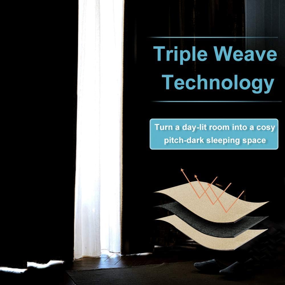 RYB HOME Blackout Curtains for Living Room, Large Window Shades for Bay Window Dining Parlor Bedroom Patio Door, Wide 34 x Long 80 inches, Biscotti Beige, 2 Panels