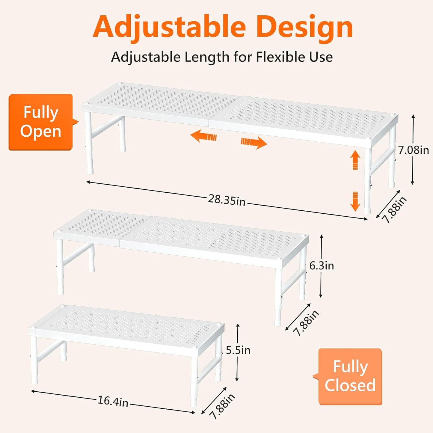 Expandable adjustable stackable kitchen organizer,Spice Racks,Counter Shelf for Cabinets,Small Cupboard Organizers,Heavy Duty Metal Pantry Storage Shelves Racks for kitchen, cabinet, study, bathroom