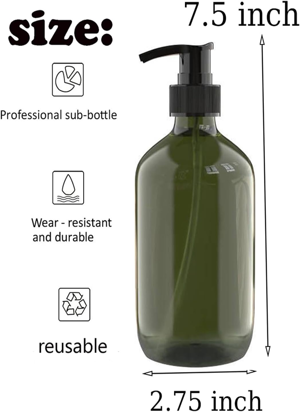 2 PCS 16 OZ Pump Bottle Plastic Pump Lotion Dispenser Empty Bottles Refillable Plastic Containers for Shampoo Lotion Body Wash, Creams, Moisturizer, Massage Oil, Multicolor