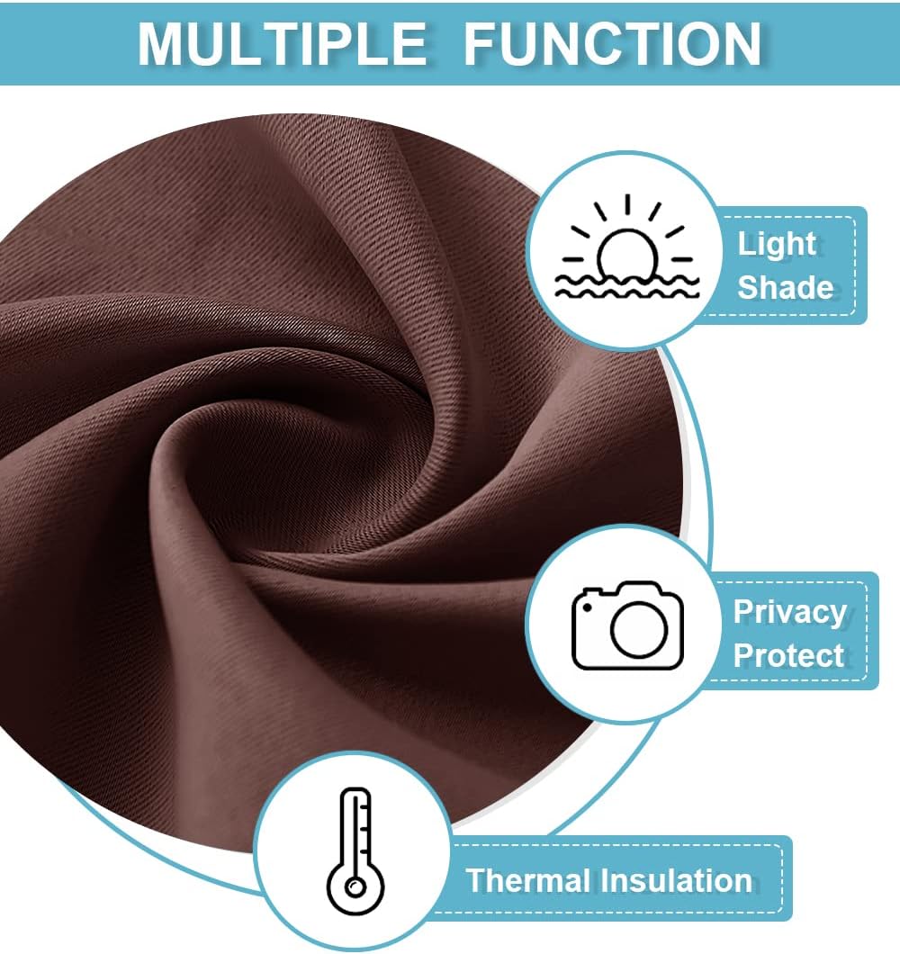 RYB HOME Blackout Curtains for Kitchen, Small Window Curtains Blinds, Thermal Insulating Drapes for Bathroom Cafe Bedroom Small Window, W 29 x L 45 inch, Chocolate Brown, 2 Panels