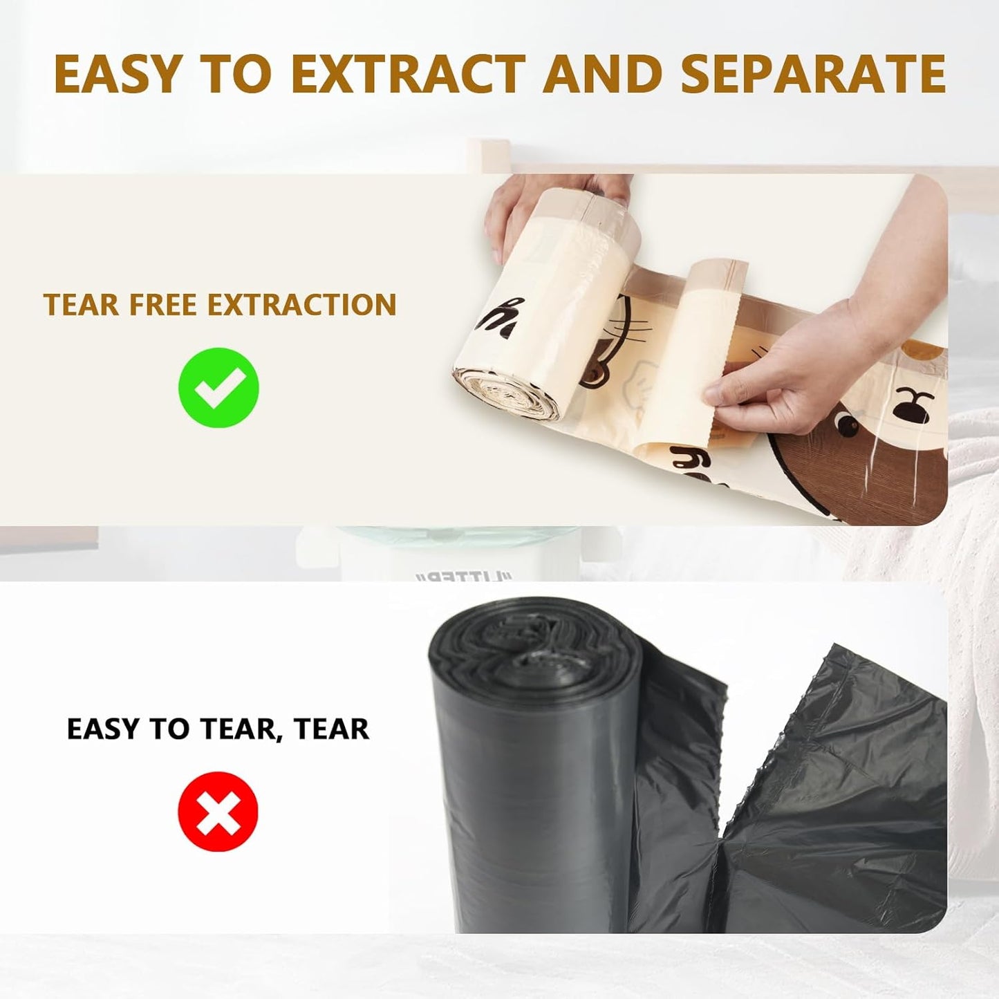 VOK 8 Gallon Trash Bags with Otters Printed, Drawstring Medium Garbage Bags, Tear-Resistant & Odor-Control Kitchen/Bathroom Trash Can Liners, Trash Bags 8 Gallon Drawstring with Secure Tie, 110 Counts