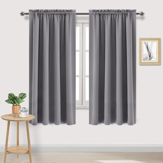 DWCN Grey Room Darkening Blackout Curtains - Thermal Insulated Privacy Energy Saving Window Curtain Drapes 52 x 63 inch Length, Set of 2 Bedroom Living Room Curtains