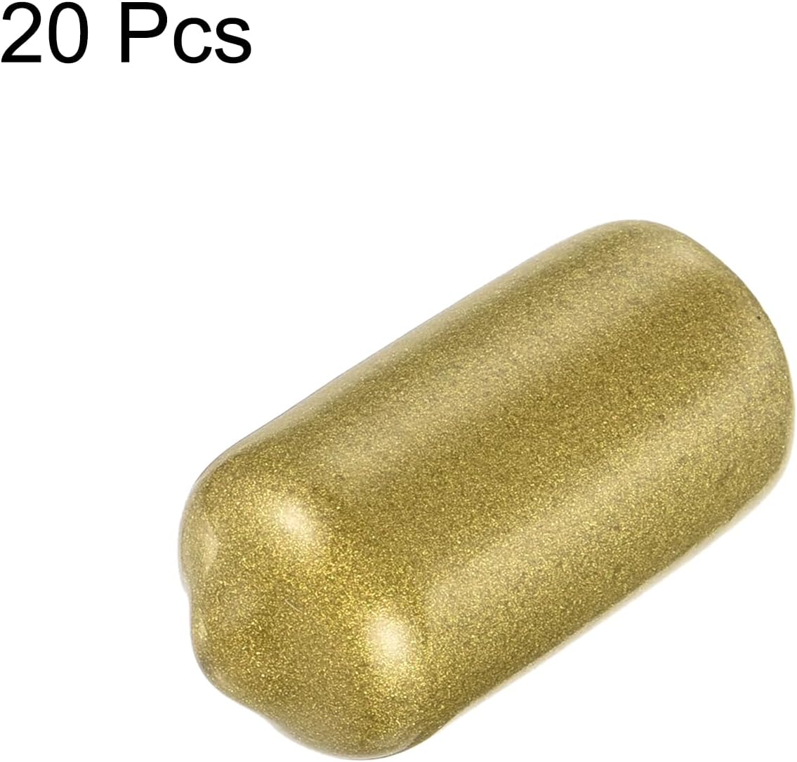 uxcell 20pcs Rubber End Caps 10.5mm ID Vinyl Round Tube Bolt Cap Cover Thread Protectors Gold