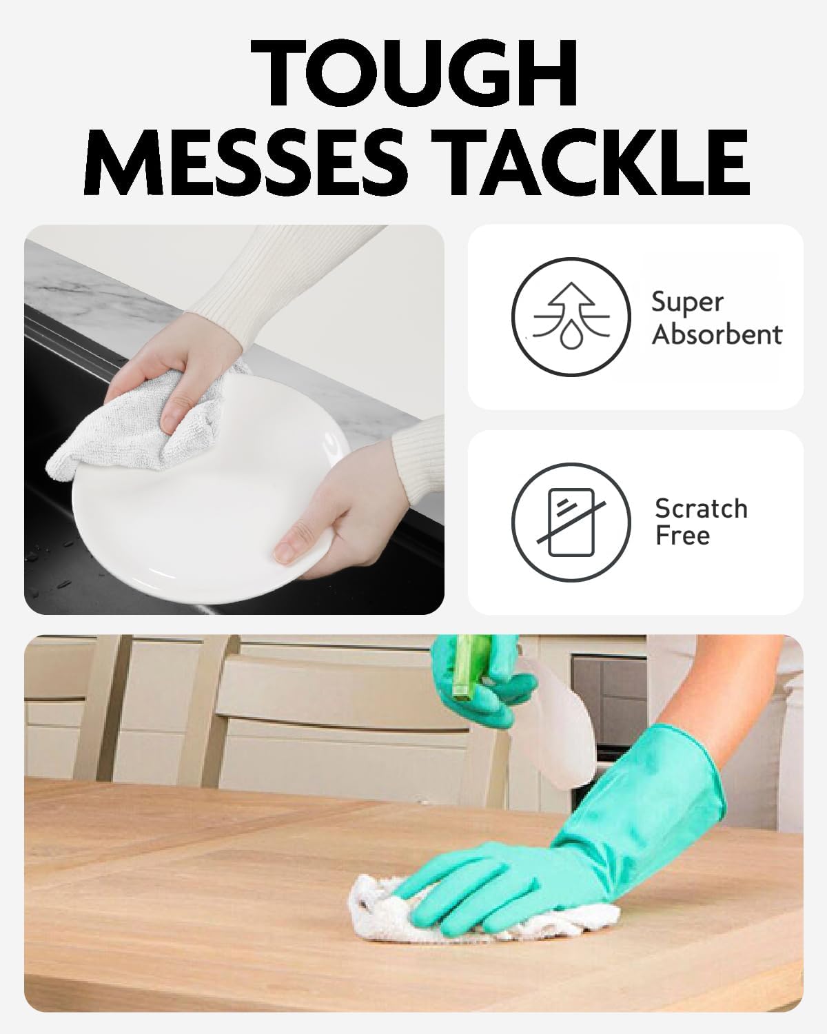 Fantasticlean Microfiber Cleaning Cloth Roll -90 Pack, Tear Away Microfiber Towels, 12" x 12", Reusable, Washable, Scratch Free, Ultra Absorbent Dishcloth for Car, Home Supplies, Pet, Kitchen (White)