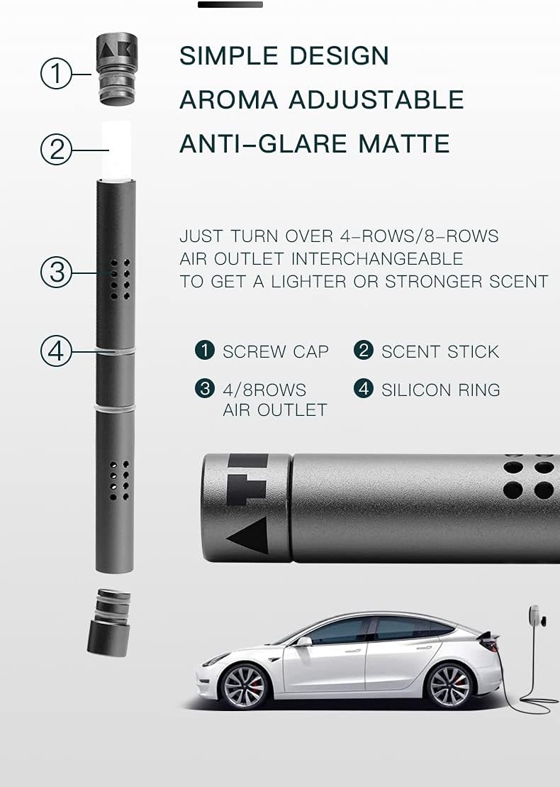 Tesla Model 3 [Not Compatible with Model 3 2024 (Highland)] /Y Air Freshener Invisible Slim Design Four Scents Selection (Pineforest After Rain Set)